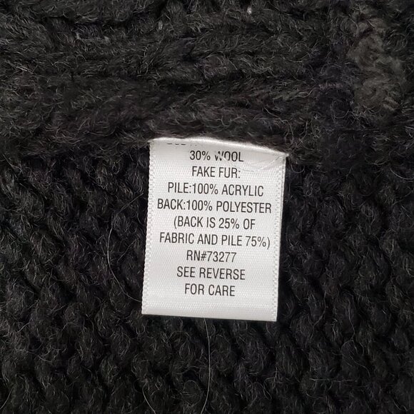 APT 9 Wool Blend Chunky Coatigan Cardigan Faux Fur Trim SS Gray Womens XL - Picture 9 of 11